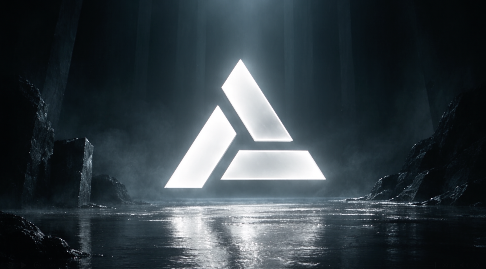Premium Creative illuminated emblem in a cinematic dark landscape
